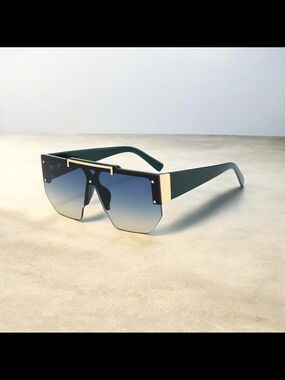 2026 Nutty Women’s Oversized Shield Sunglasses - Green Frame with Blue Gradient